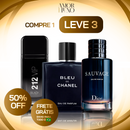 Kit - 3 Perfumes Masculinos Importados (100ml cada) - Sauvage Dior | Bleu de Chanel | 212 VIP Black